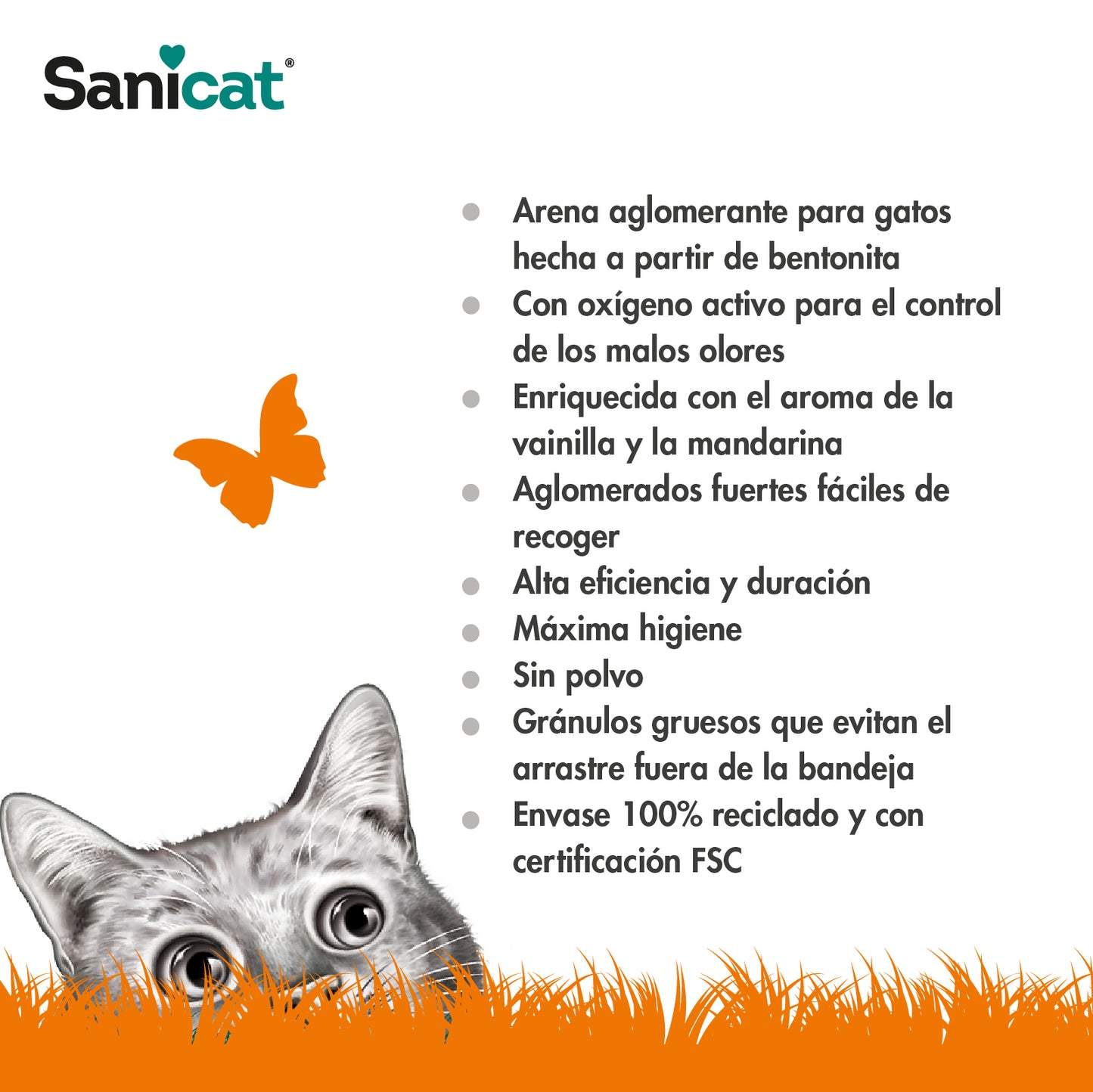 Sanicat aglomerante, aroma vainilla y mandarina 8L